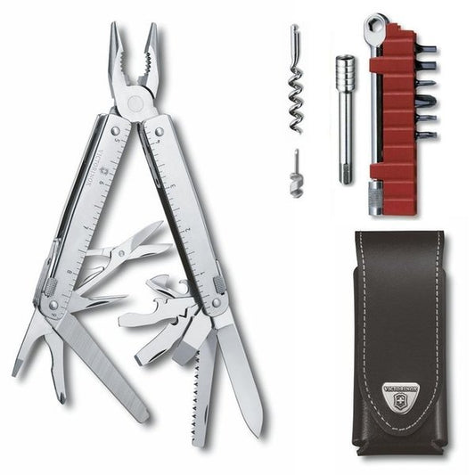 Victorinox Swiss Tool X Plus W/Leather Case, Ratchet & Bits Set, Knives,    - Outdoor Kuwait