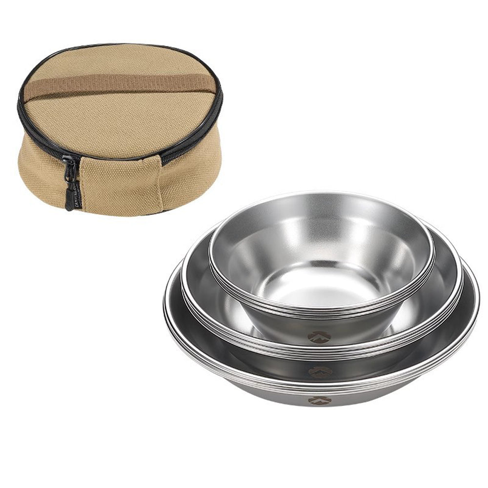 Campingmoon S395-3S 12-Piece Stainless Steel Camping Cookware Set, , - Outdoor Kuwait