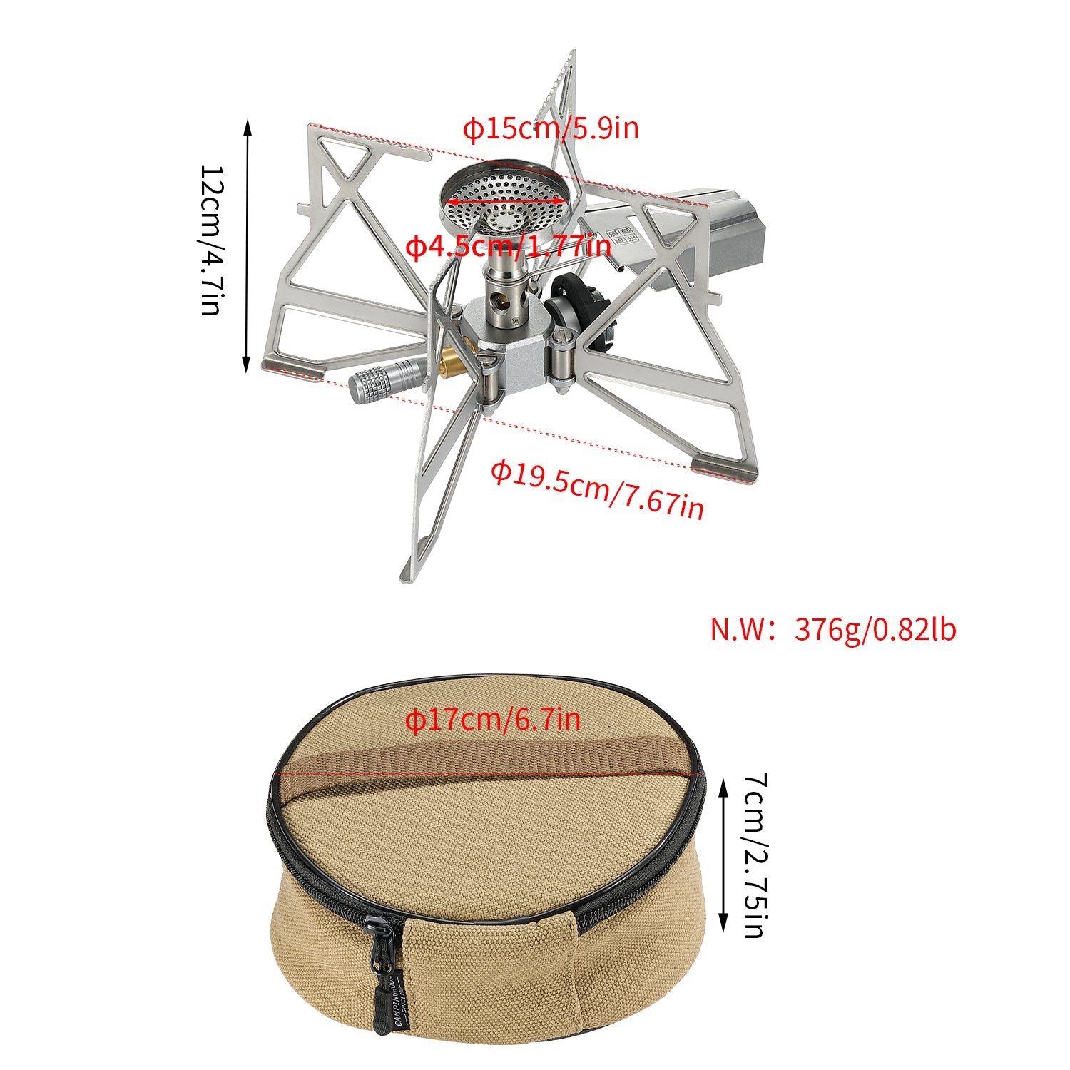 Campingmoon XD-3-NE Butane Camping Stove Stainless Steel Silver, , - Outdoor Kuwait