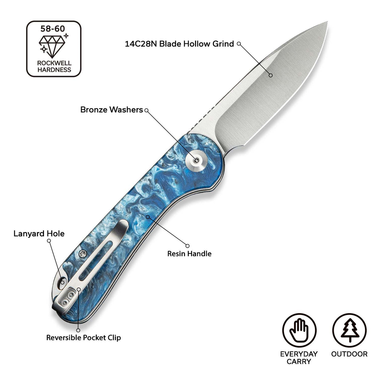 CIVIVI Elementum Slip Joint Resin Folding Knife C18062AJ-4