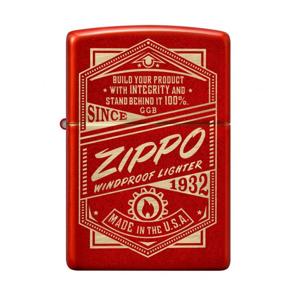 Zippo It Works Design Metallic Red Lighter -ZP48620