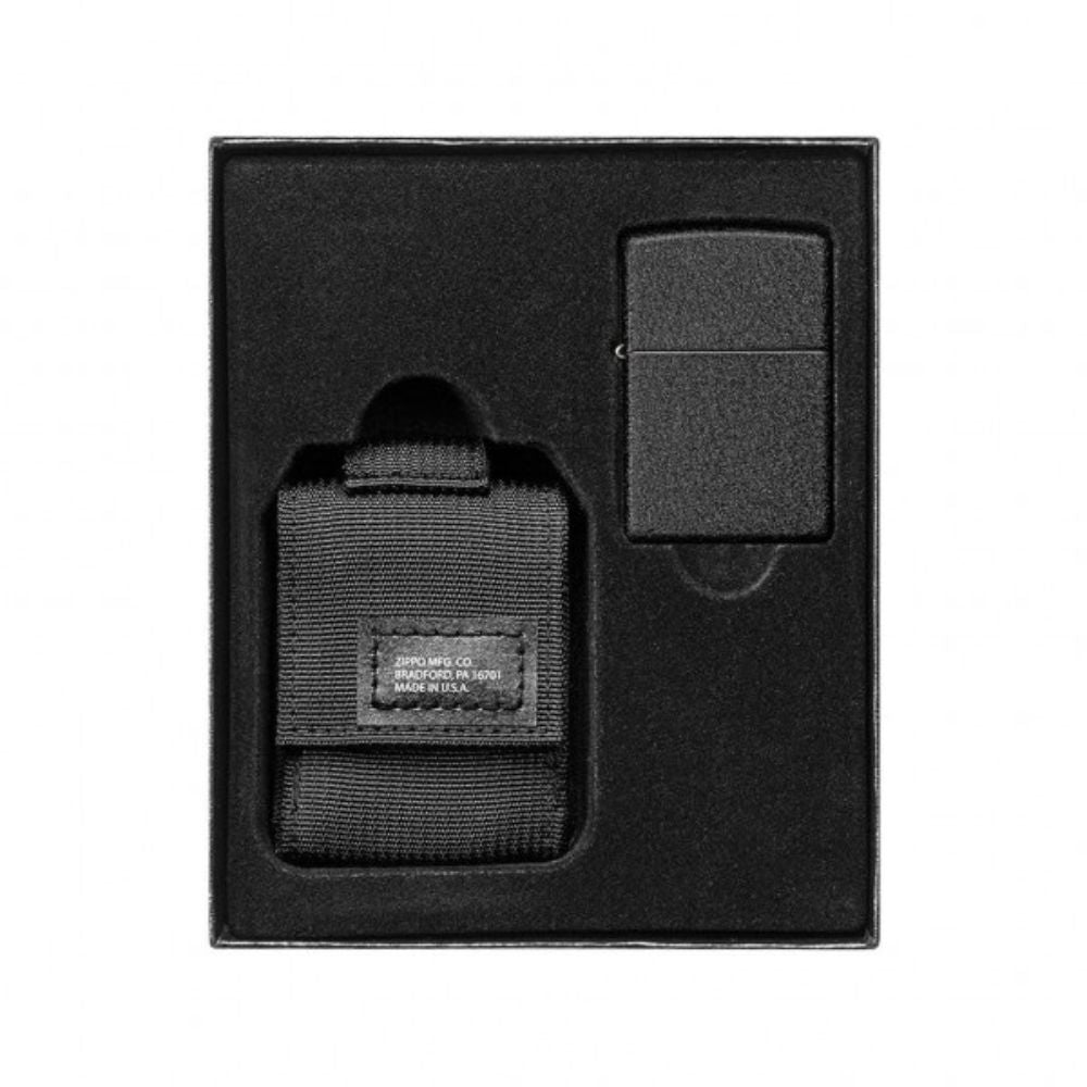 Zippo 236 49402 Black Tactical Pouch and Black Crackle Lighter, Lighter, - Outdoor Kuwait
