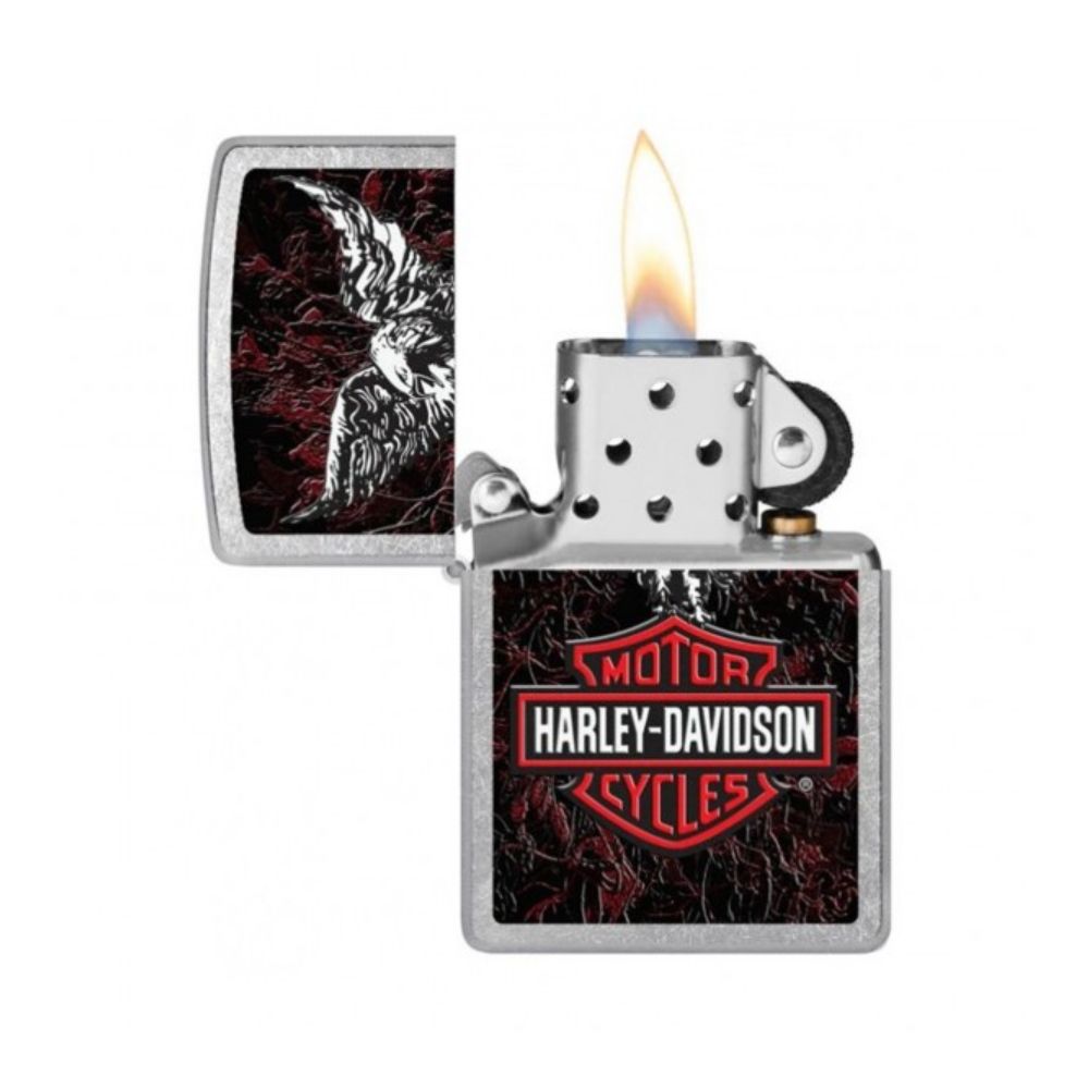 Zippo Harley Davidson Eagles Street Chrome Lighter -ZP207 CI000299, Lighter, - Outdoor Kuwait