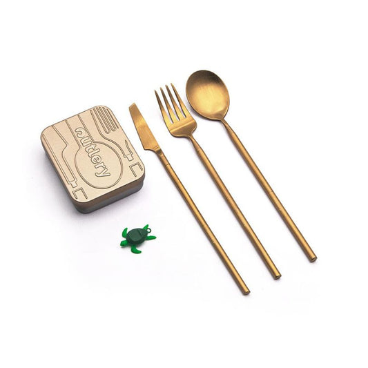 Outlery Travel Cutlery Set - Metallic Gold, Reusable Cutlery,    - Outdoor Kuwait