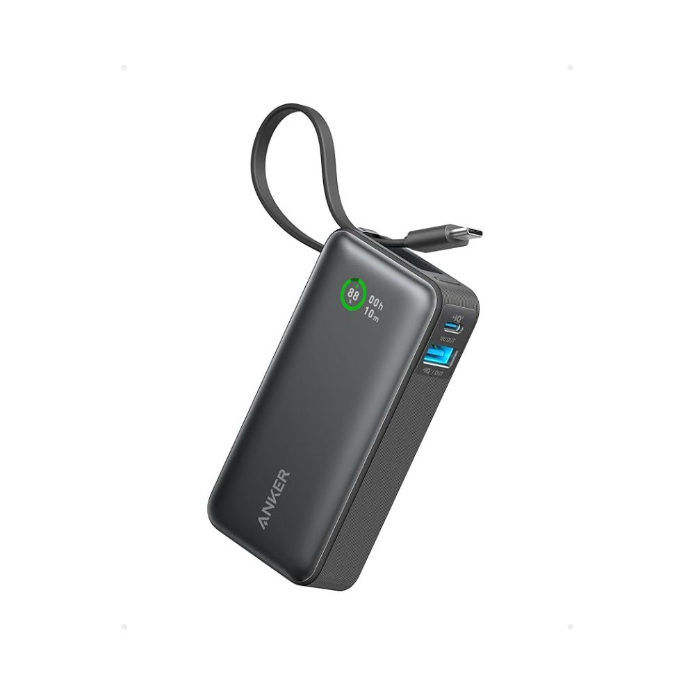 Anker Nano Power Bank (30W, Built-In USB-C Cable) 10,000mAh, Power Bank, Black - Outdoor Kuwait