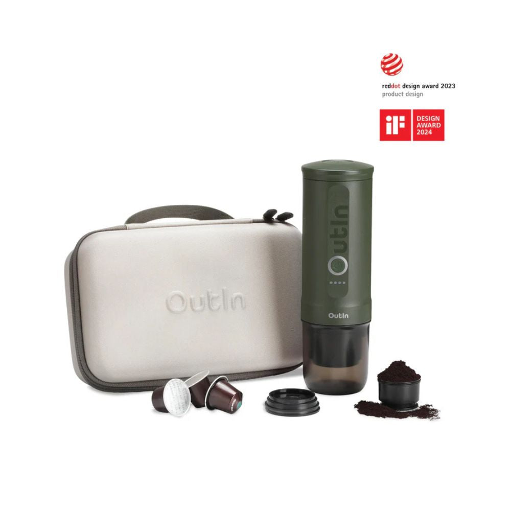 Outin Nano Portable Espresso Coffee Machine - Forest Green Combo, Espresso Machine, - Outdoor Kuwait