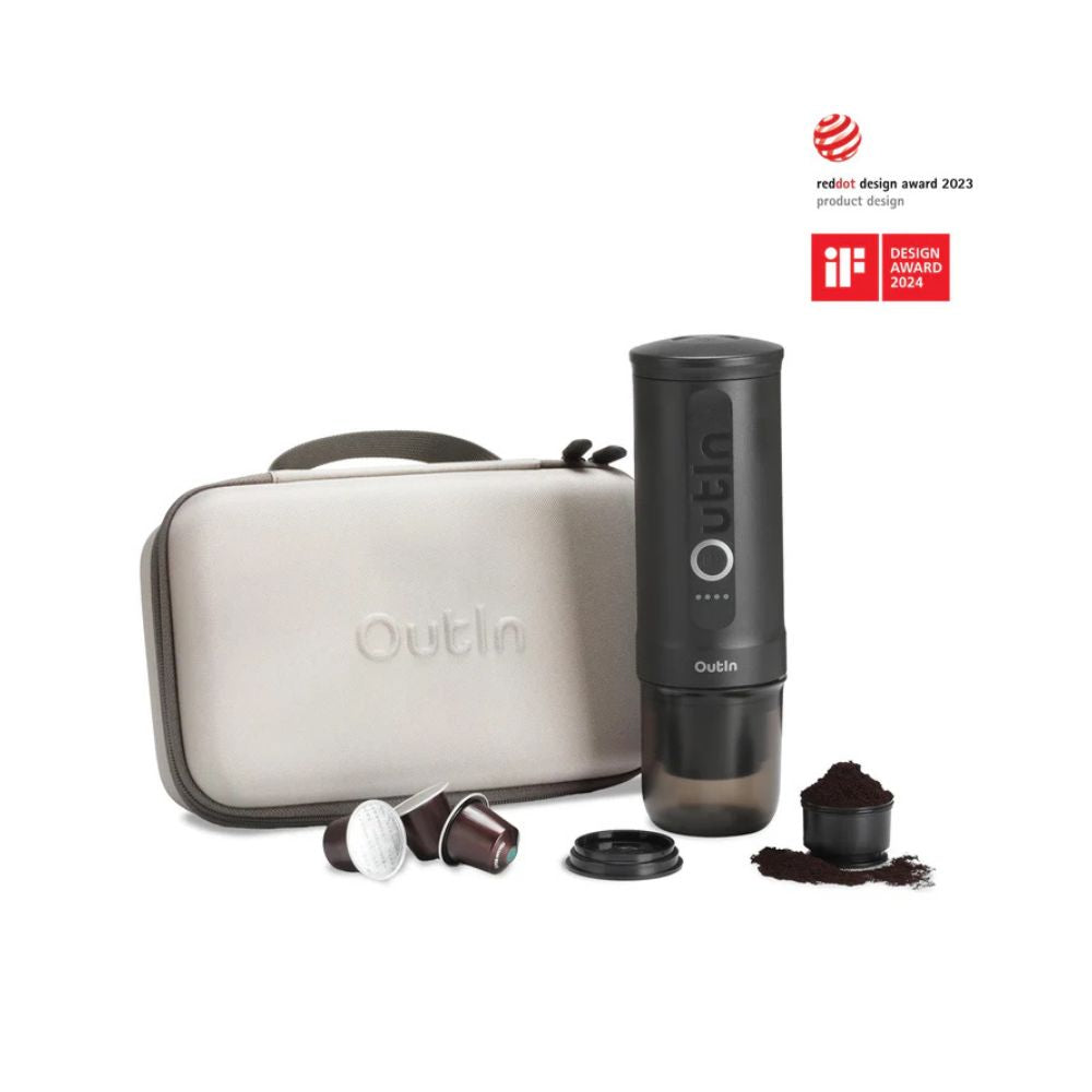 Outin Nano Portable Espresso Coffee Machine - Space Grey Combo, Espresso Machine, - Outdoor Kuwait