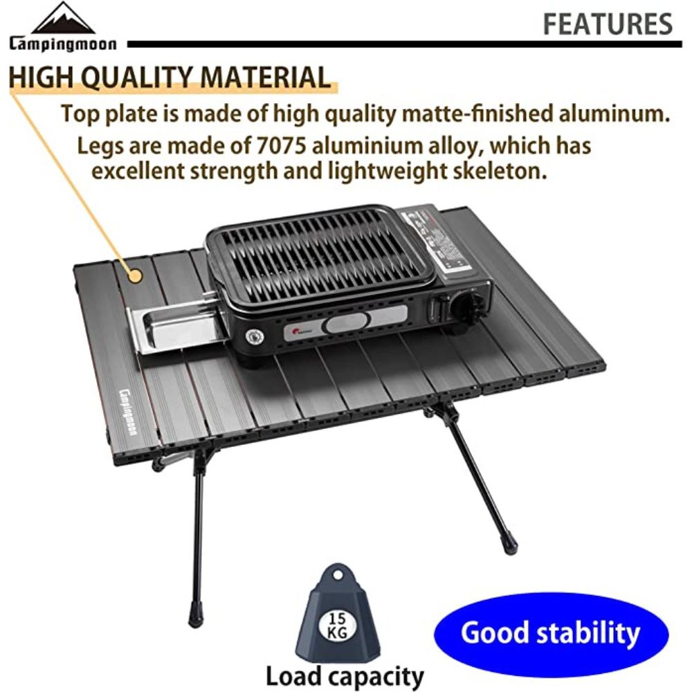 Campingmoon Roll UP Camping Table Lightweight Foldable Aluminum with Carrying Bag, Camp Furniture,    - Outdoor Kuwait