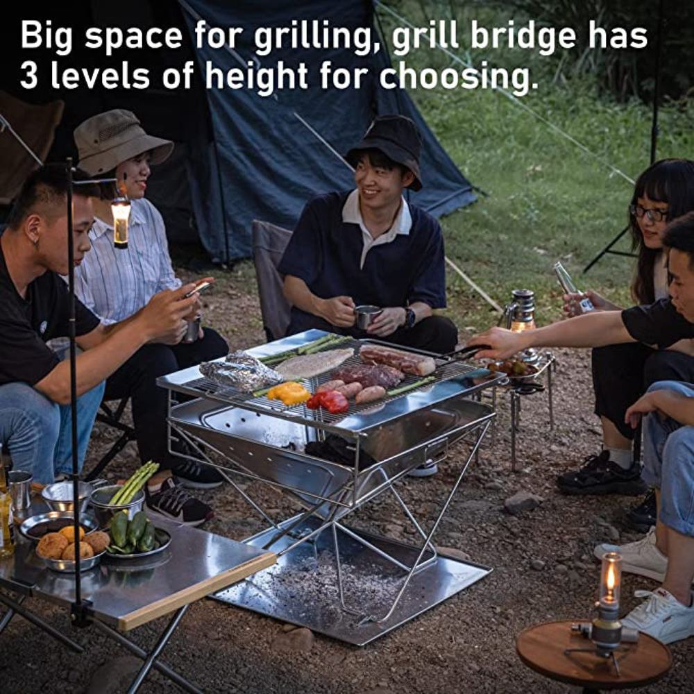 Campingmoon MT-065 Foldable BBQ Grill & Fire Pit, Outdoor Grills,    - Outdoor Kuwait