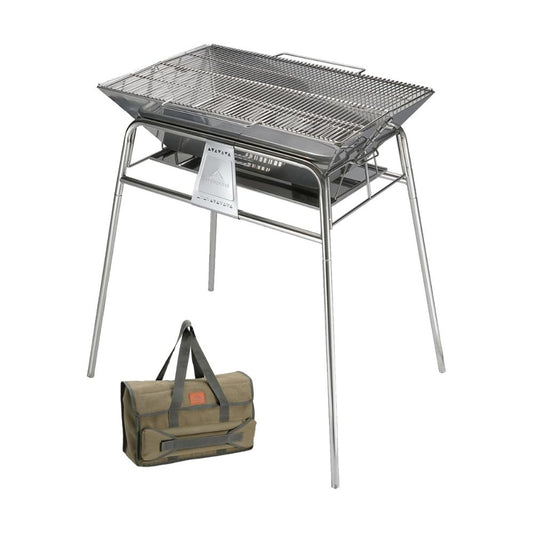 Campingmoon Folding Camping Charcoal Grill BBQ Stainless Steel Large, Outdoor Grills,    - Outdoor Kuwait