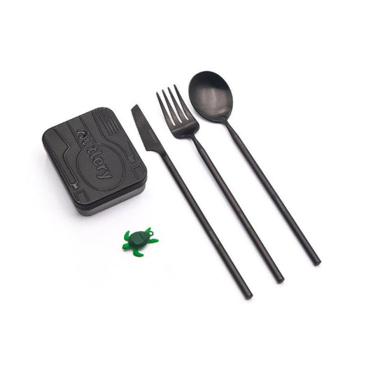 Outlery Travel Cutlery Set - Black, Reusable Cutlery,    - Outdoor Kuwait