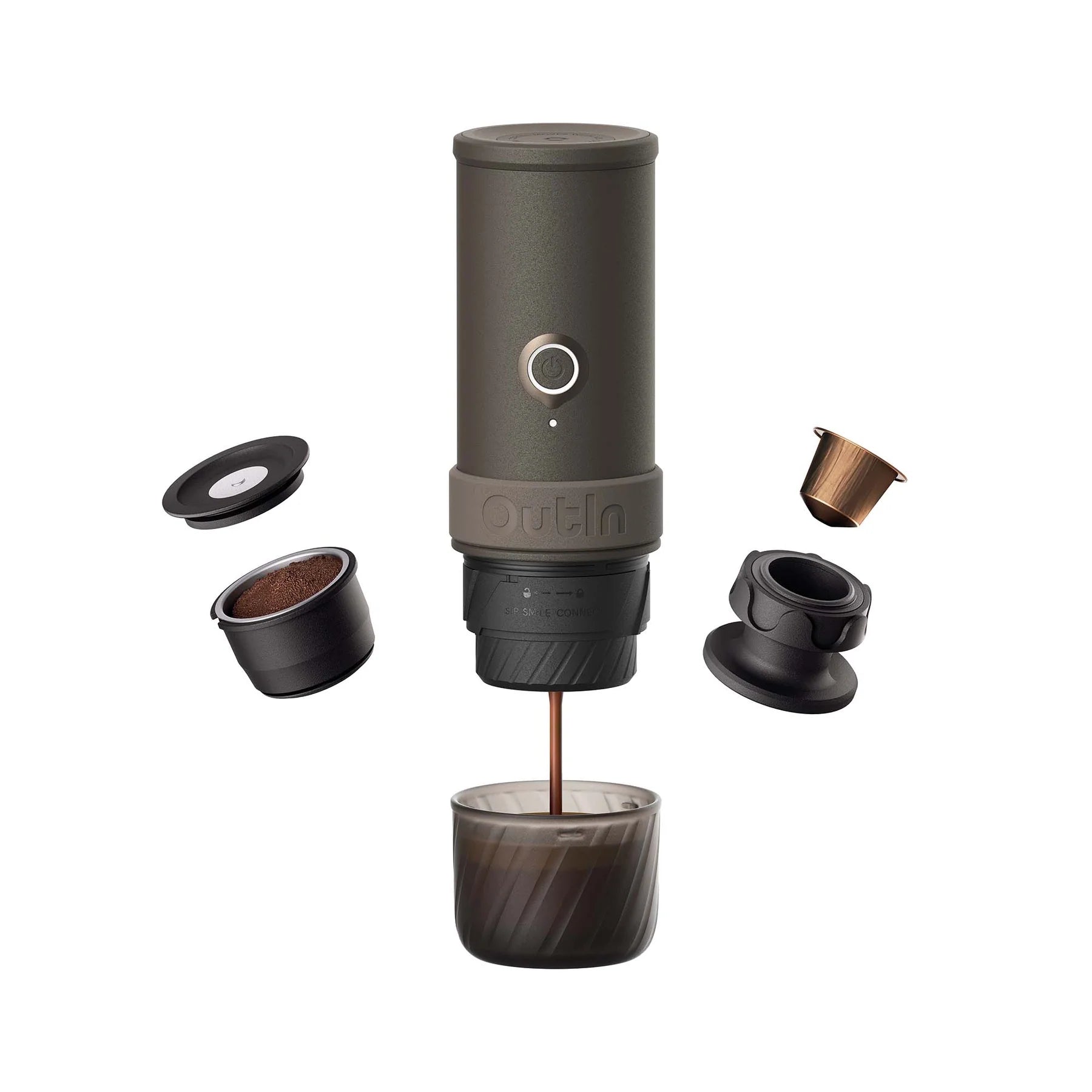 OutIn Mino Portable Electric Espresso Machine - Tundra Brown, Espresso Machine, - Outdoor Kuwait