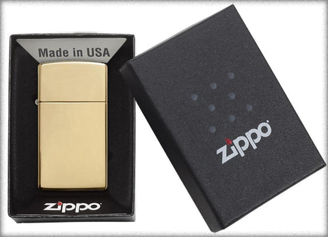 Zippo Lighter 1654B Slim Solid Brass W/O Letters, Lighter, - Outdoor Kuwait
