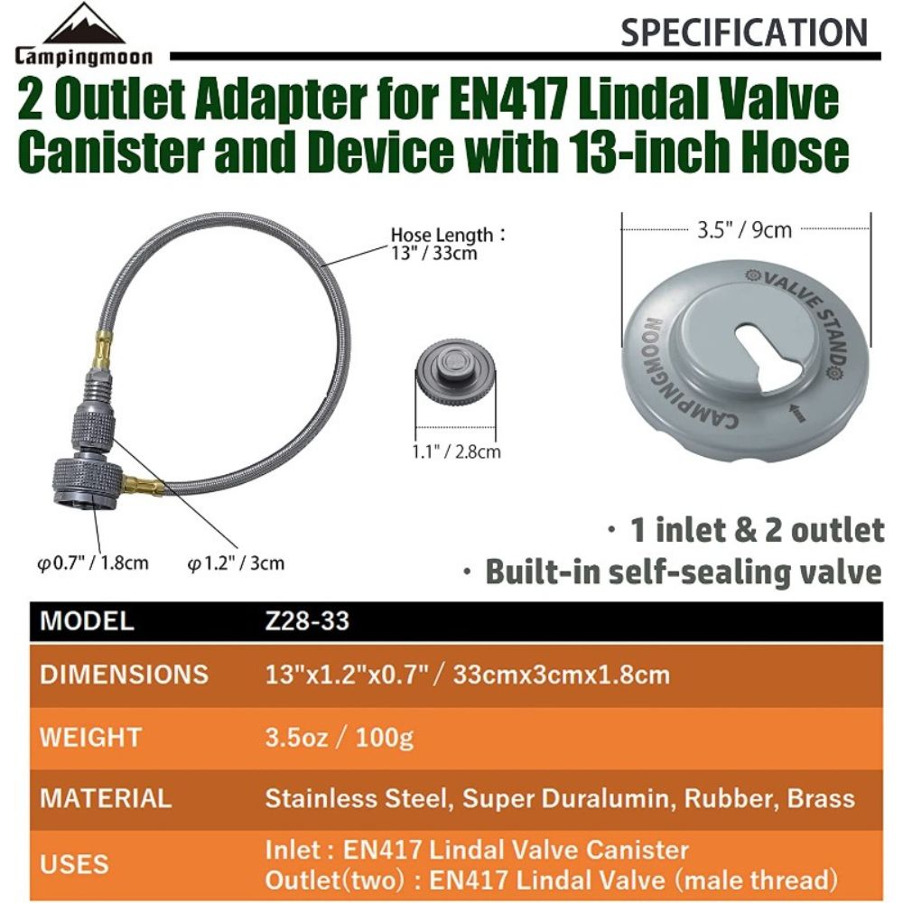 Campingmoon Lindal Valve Canister, Adapter, - Outdoor Kuwait