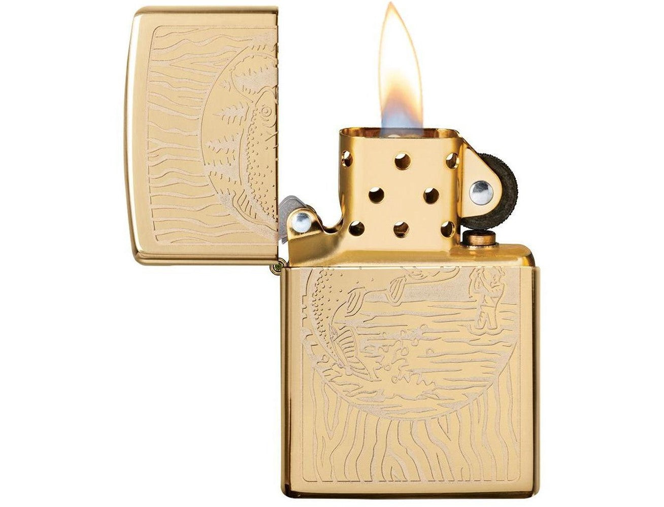 Zippo 49610 254b Fisherman Design Lighter, Lighter, - Outdoor Kuwait