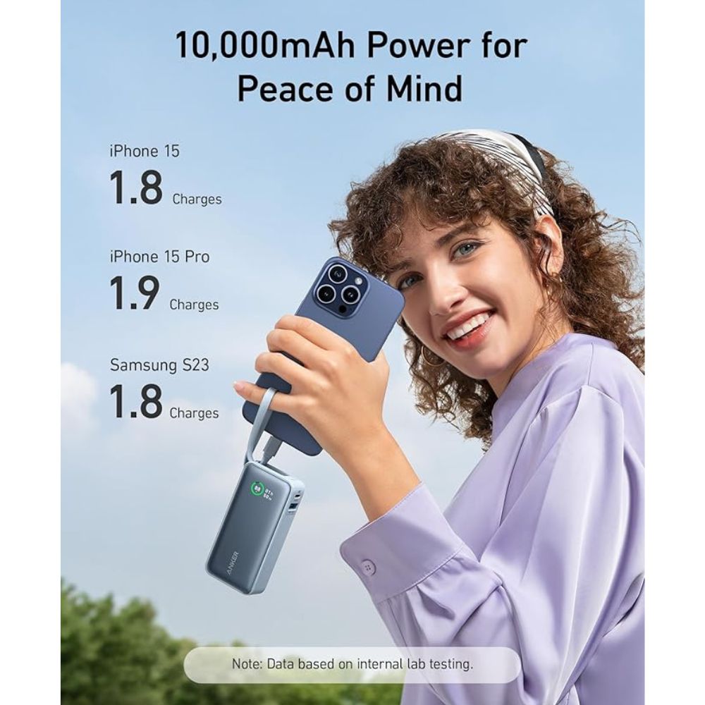 Anker Nano Power Bank (30W, Built-In USB-C Cable) 10,000mAh, Power Bank, - Outdoor Kuwait