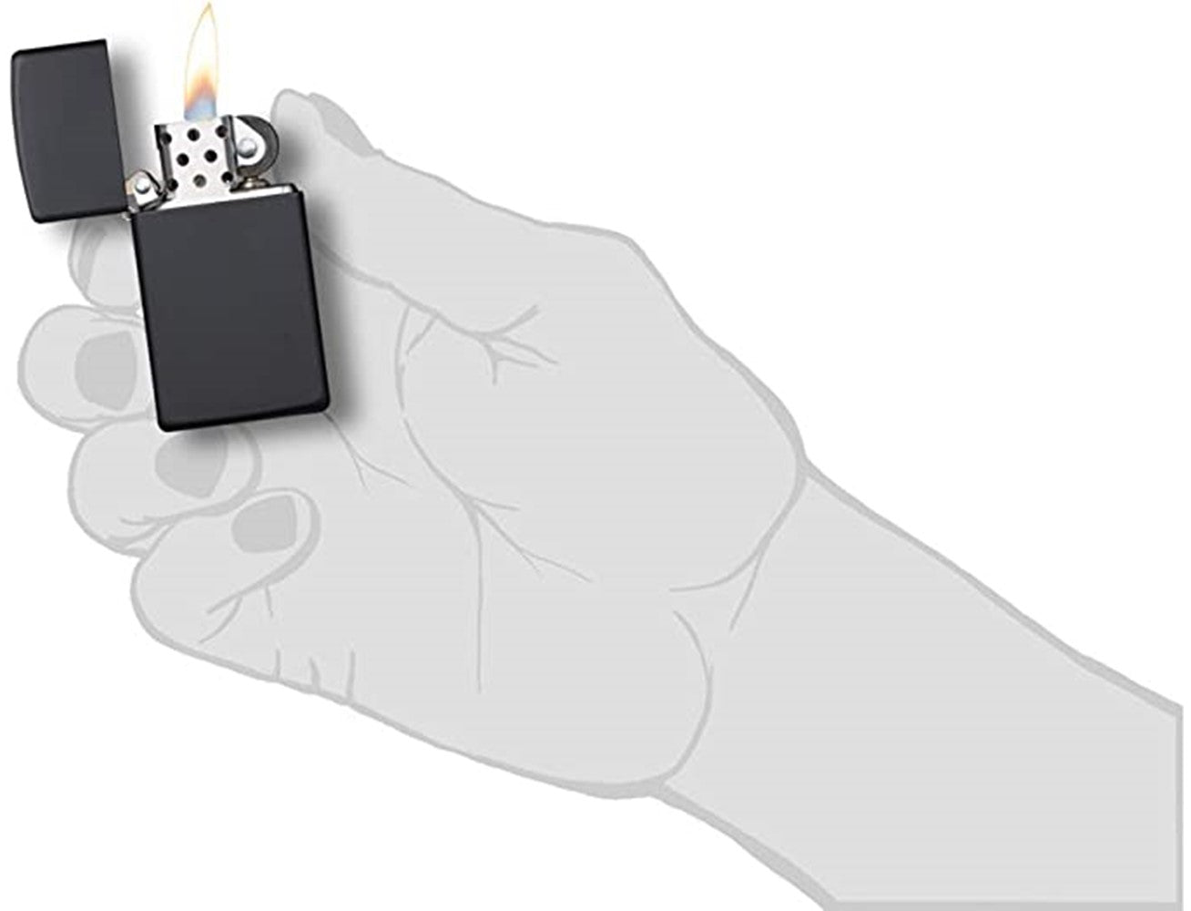 Zippo 1618-Black Matte Slim Lighter, Lighter, - Outdoor Kuwait