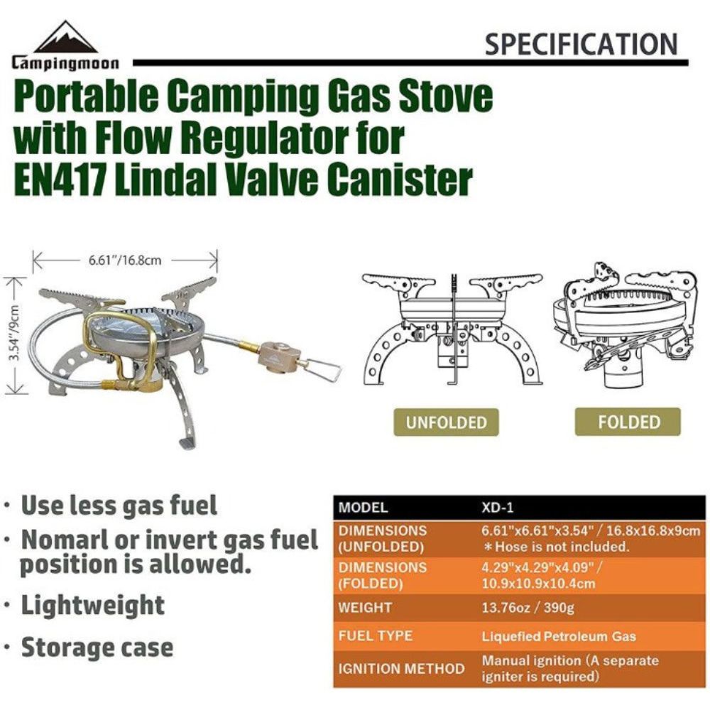 Campingmoon Portable Backpacking Stove, Gas Stove,    - Outdoor Kuwait