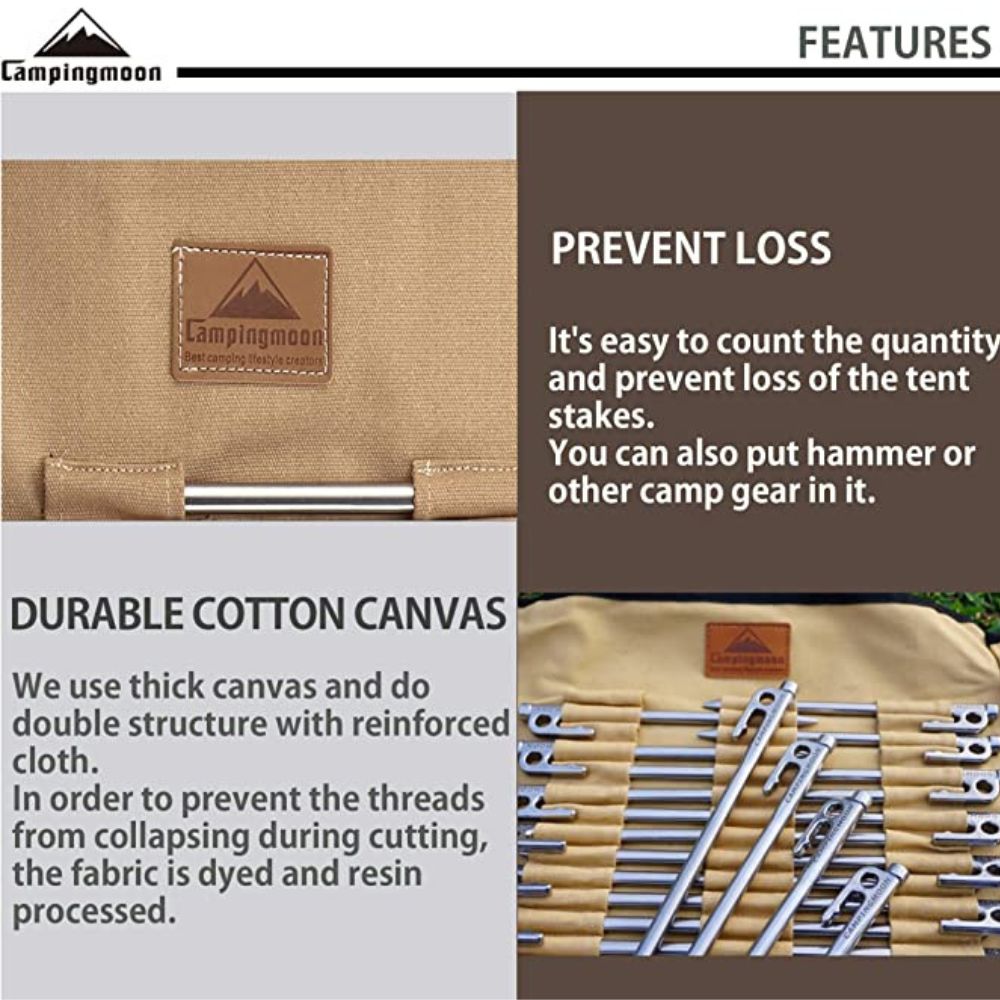 Campingmoon Tent Stakes Case Storage Bag - L, Camping Accessories,    - Outdoor Kuwait