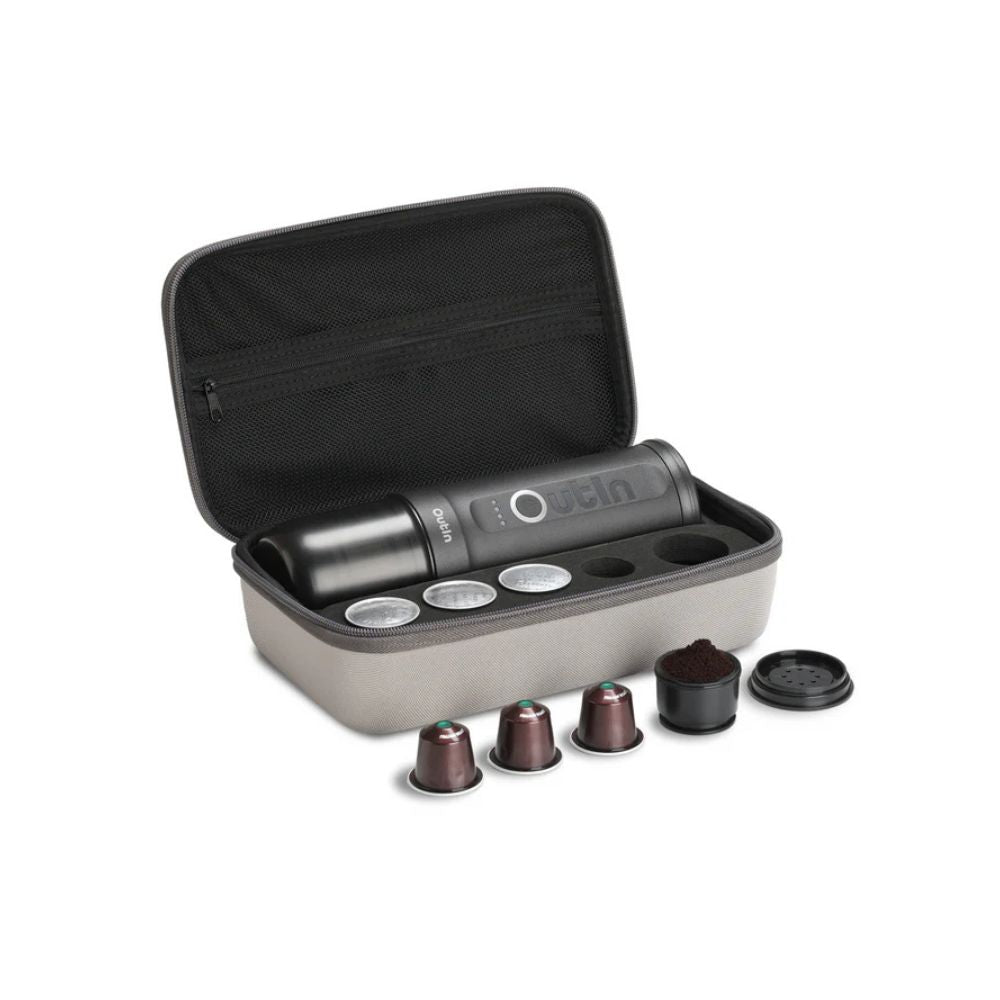 Outin Nano Portable Espresso Coffee Machine - Space Grey Combo, Espresso Machine, - Outdoor Kuwait