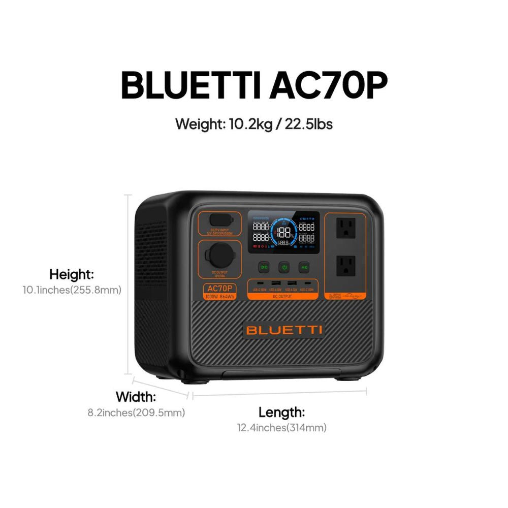 BLUETTI Premium 80 (AC70P) Portable Power Station | 1000W 864Wh, Power Station, - Outdoor Kuwait