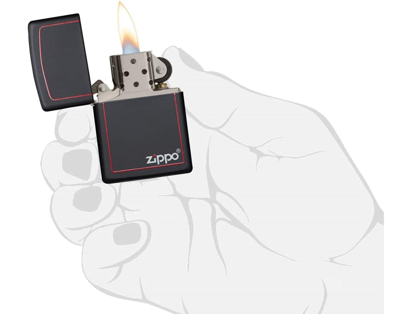 Zippo 218zb-Blkmatte W/Zip.Border-720060182 Lighter, Lighter, - Outdoor Kuwait