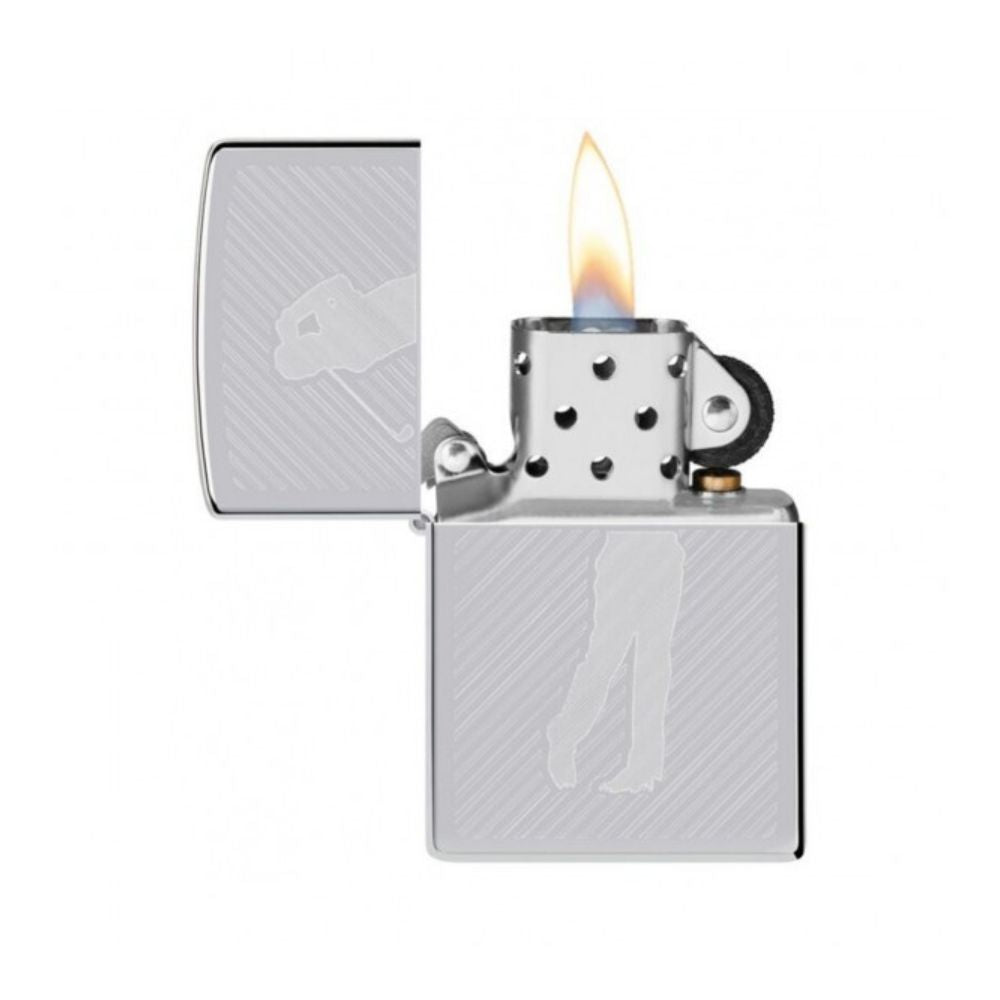 Zippo Reg Satin Chrome Golfer Lighter -ZP250 AE184527, Lighter, - Outdoor Kuwait