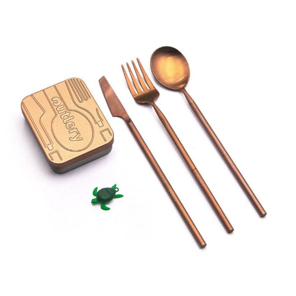 Outlery Travel Cutlery Set - Rose Gold, Reusable Cutlery,    - Outdoor Kuwait