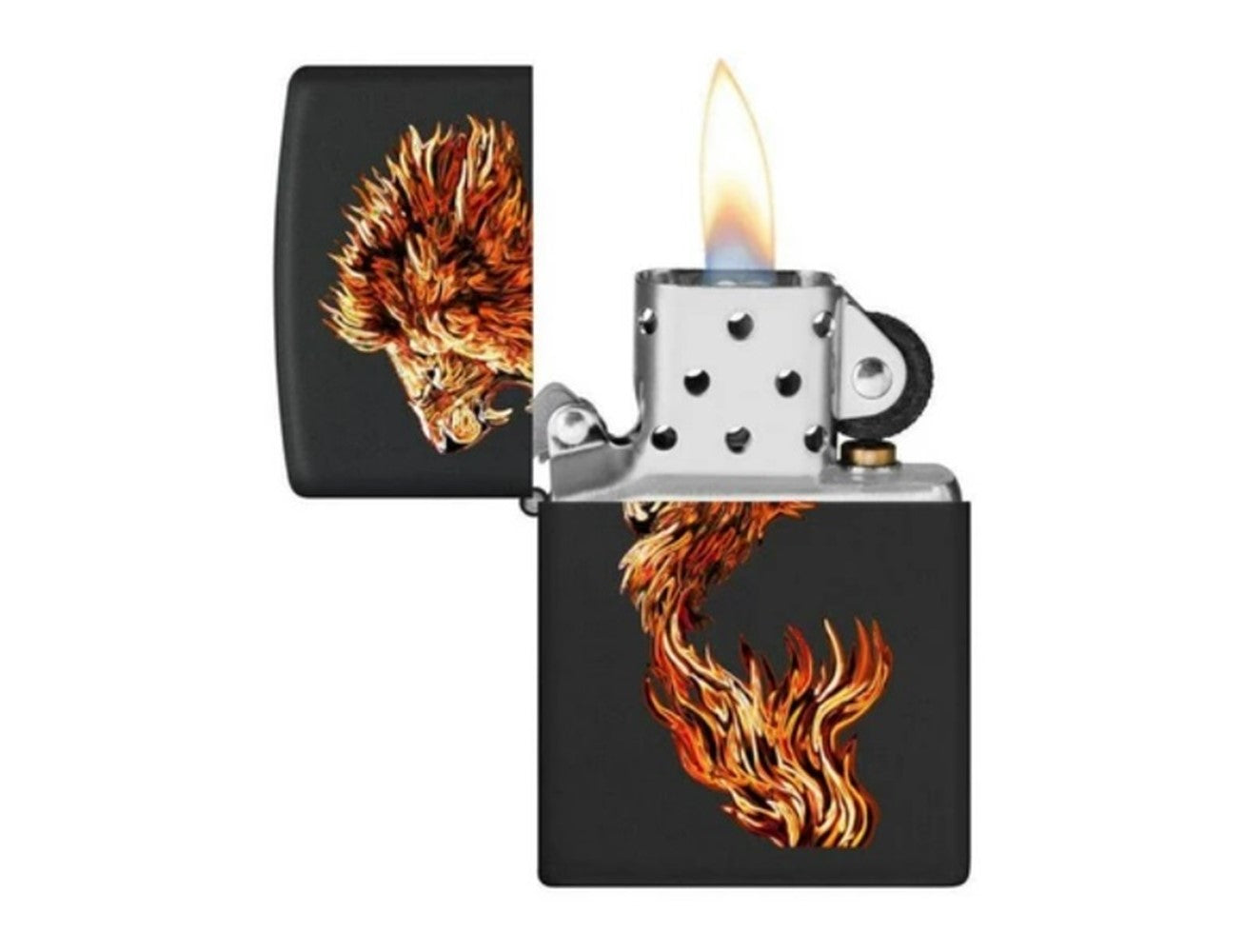 Zippo Lighter 218 Ci400225 Regular Black Matte Fire Lion, Lighter, - Outdoor Kuwait