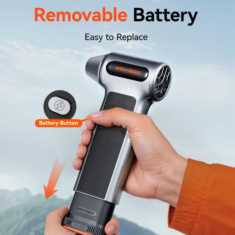 Wolfbox Compressed Air Duster - Super Power Electric Air Duster Removable Battery, Air Blower, - Outdoor Kuwait
