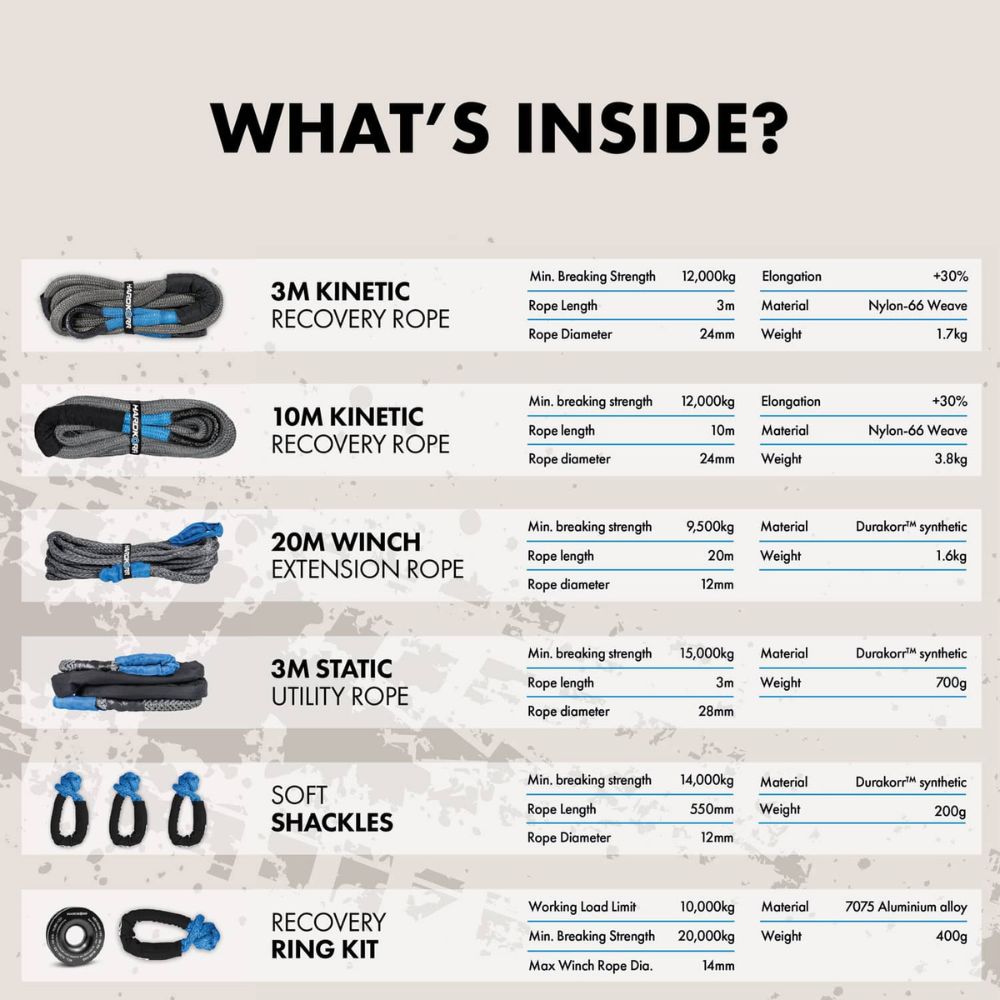 Hardkorr 12 Piece Recovery Kit, Recovery Ropes, - Outdoor Kuwait
