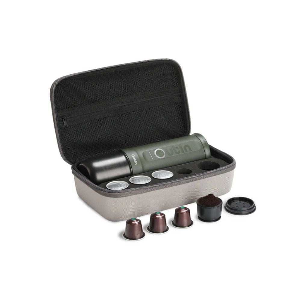 Outin Nano Portable Espresso Coffee Machine - Forest Green Combo, Espresso Machine, - Outdoor Kuwait