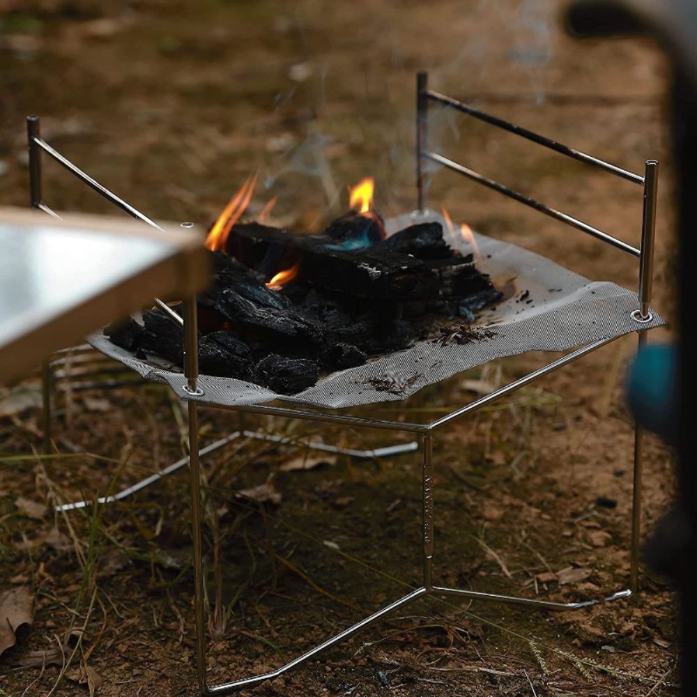 Campingmoon SOLO-303 Mesh Fire Pit with Cooking Grate, Firepit,    - Outdoor Kuwait
