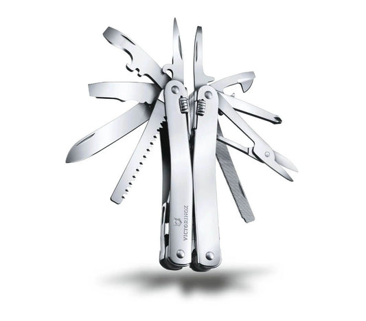 Victorinox Swiss Tool Spirit X Silver W/Leather Case, Knives,    - Outdoor Kuwait