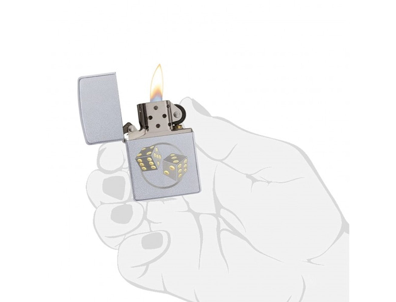 Zippo 205 AE400037 REG SATIN CHROME DICE, Lighter, - Outdoor Kuwait