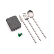 Outlery Travel Cutlery Set - Raw Silver, Reusable Cutlery,    - Outdoor Kuwait