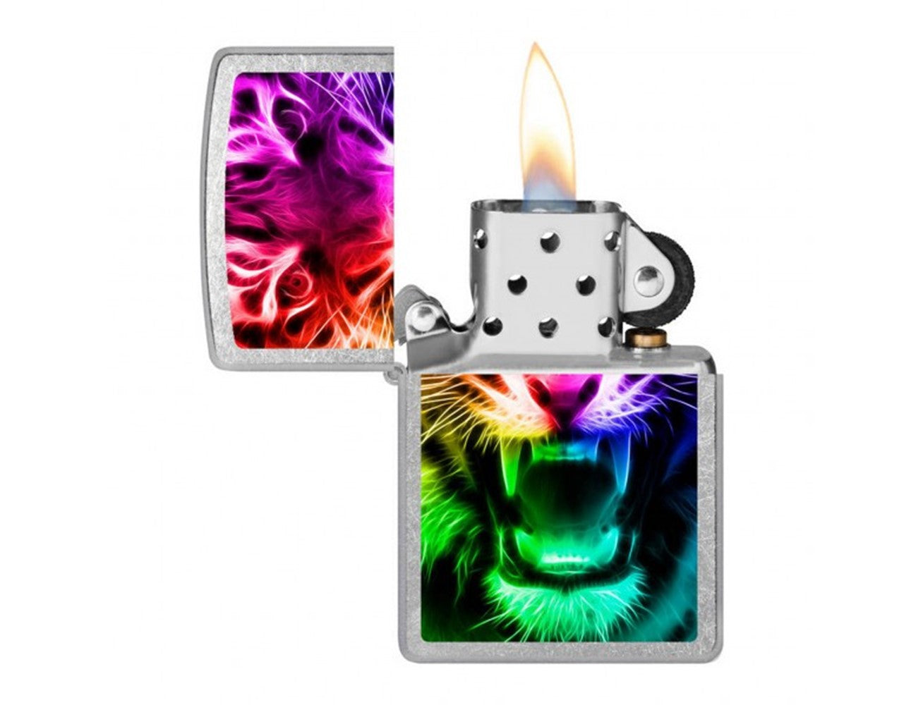 Zippo 207 CI400584 REGULAR STREET CHROME RAINBOW TIGER, Lighter, - Outdoor Kuwait