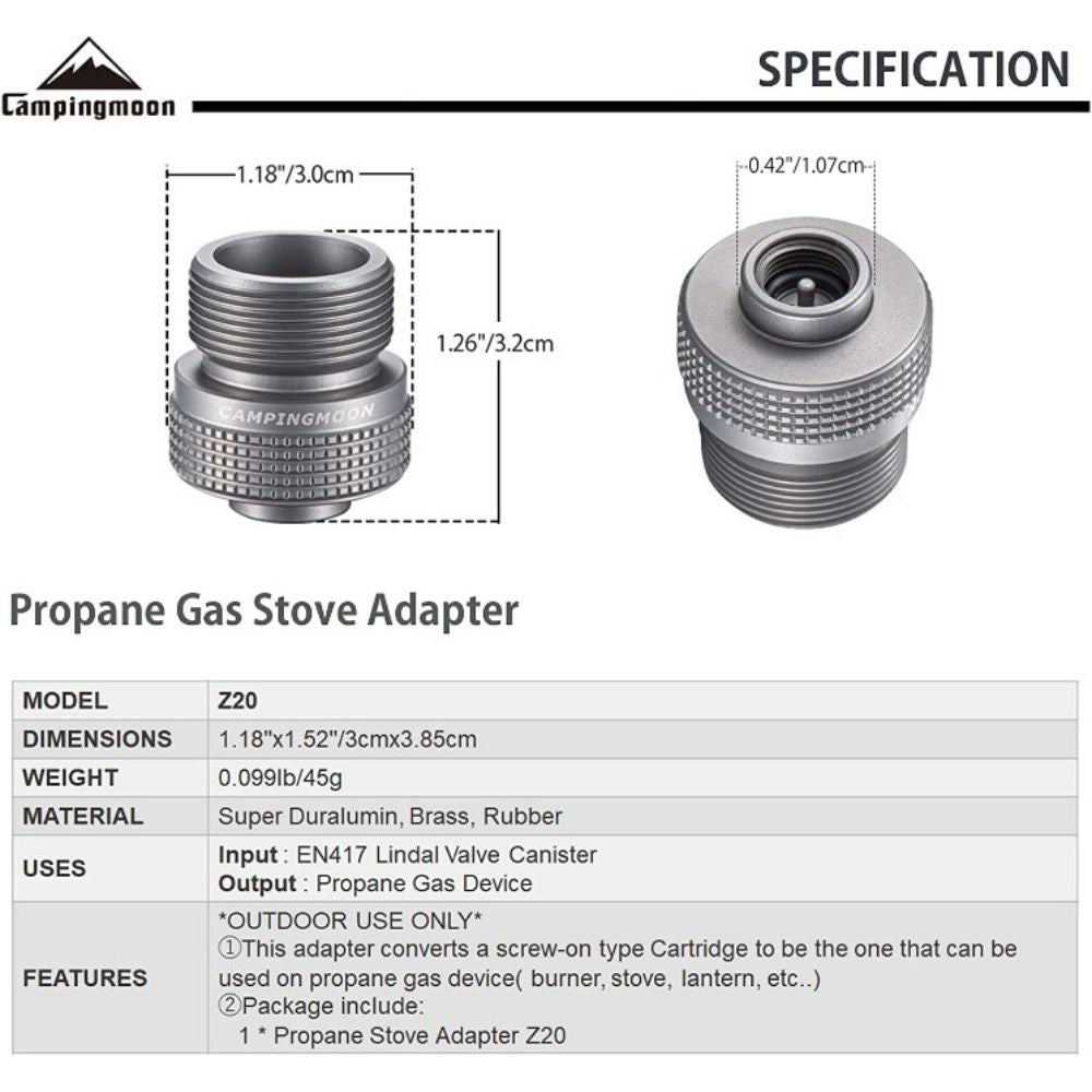 Campingmoon Propane Stove Adapter, Gas Accessories, - Outdoor Kuwait