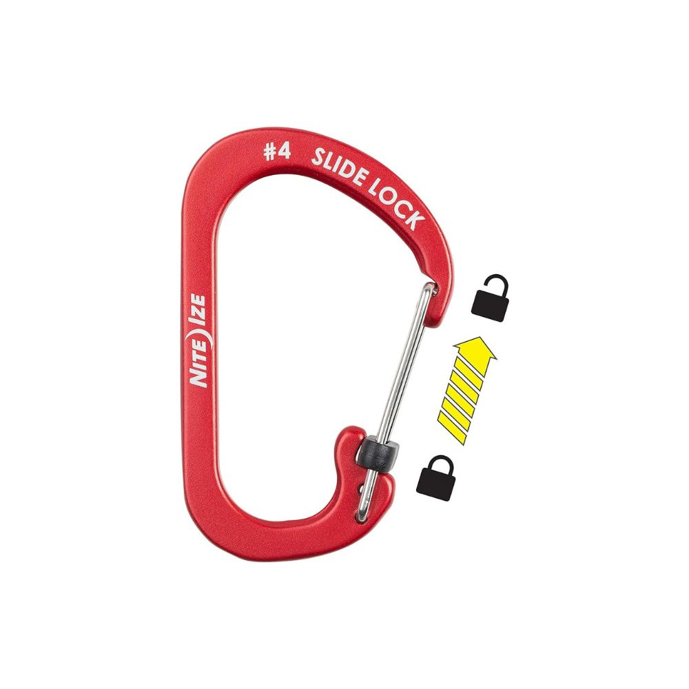 NITE IZE SLIDELOCK® CARABINER ALUMINUM RED - Size 4, Carabiners,    - Outdoor Kuwait