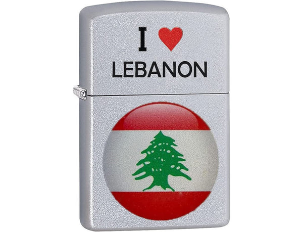 Zippo 205 Ci412704 Reg Satin Chrome I Heart Lebanon Design Lighter