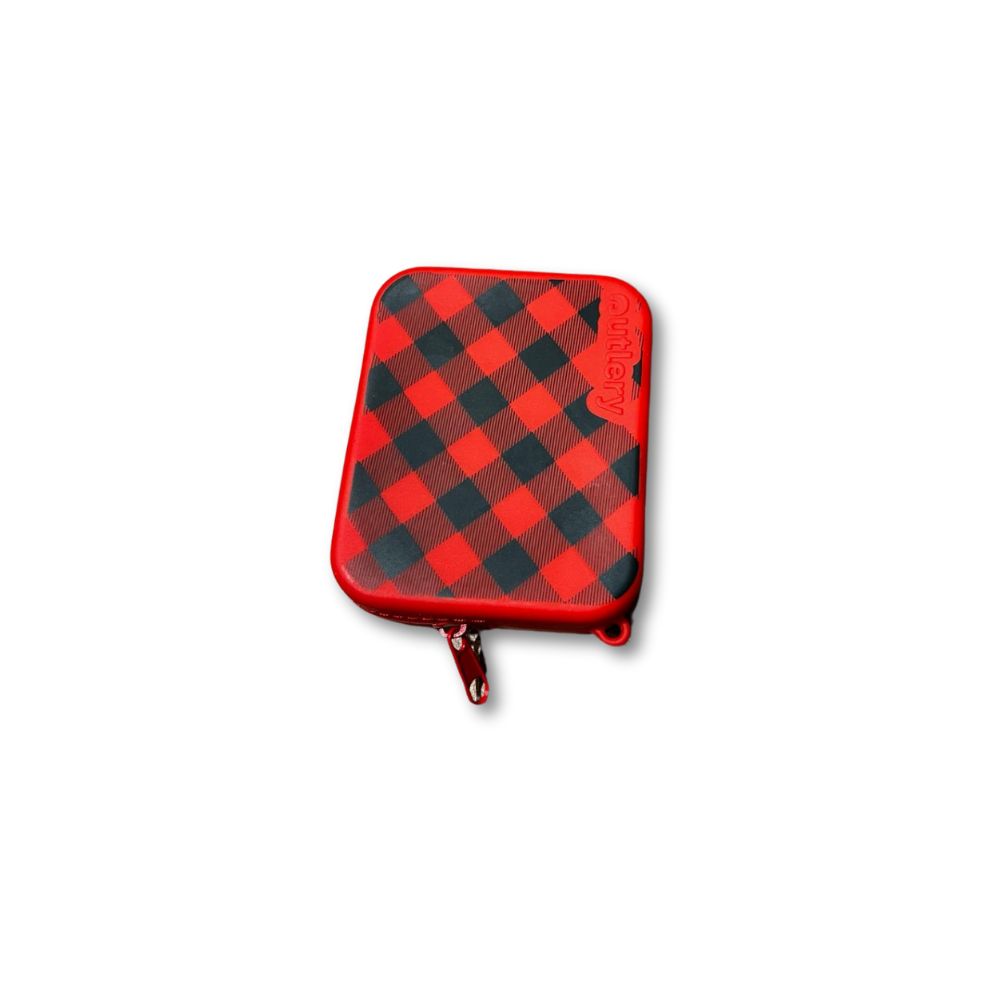 Outlery Silicone Pouch, Reusable Cutlery, Christmas Tartan   - Outdoor Kuwait