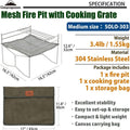 Campingmoon SOLO-303 Mesh Fire Pit with Cooking Grate, Firepit,    - Outdoor Kuwait