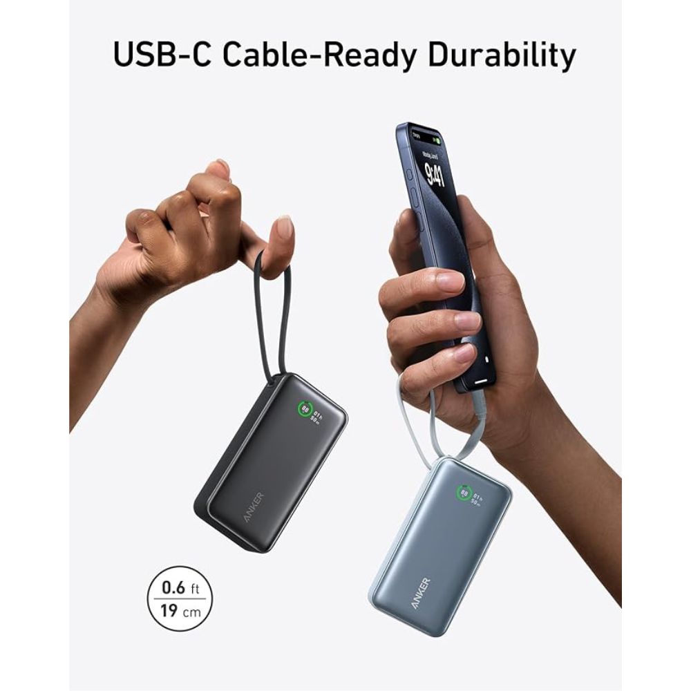 Anker Nano Power Bank (30W, Built-In USB-C Cable) 10,000mAh, Power Bank, - Outdoor Kuwait