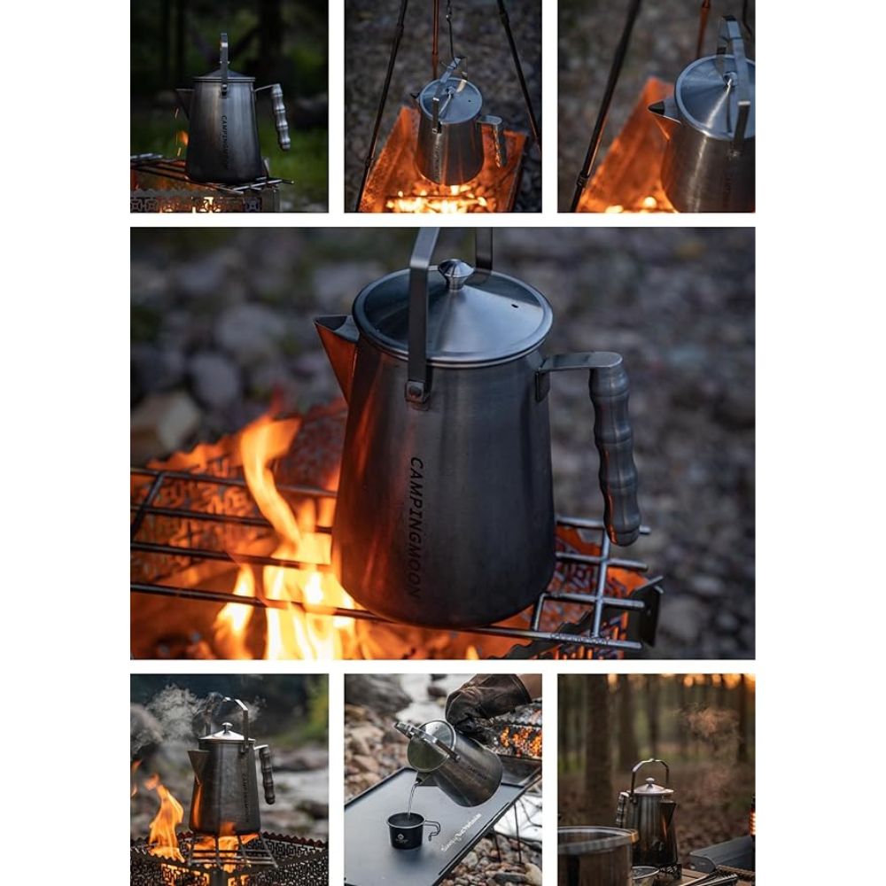 Campingmoon Stainless Steel Bonfire Kettle - 1.5L, Cookware,    - Outdoor Kuwait