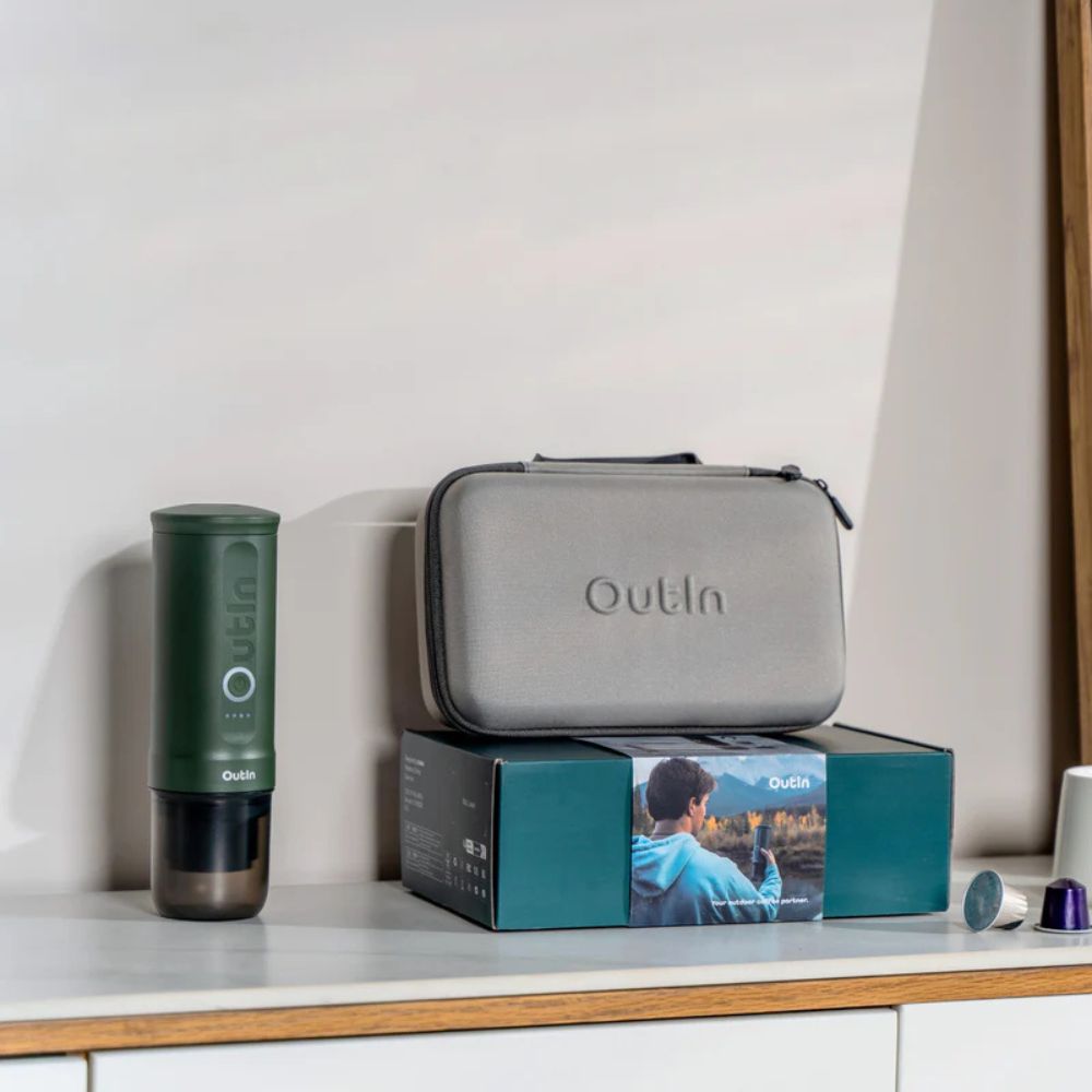 Outin Nano Portable Espresso Coffee Machine - Forest Green Combo, Espresso Machine, - Outdoor Kuwait