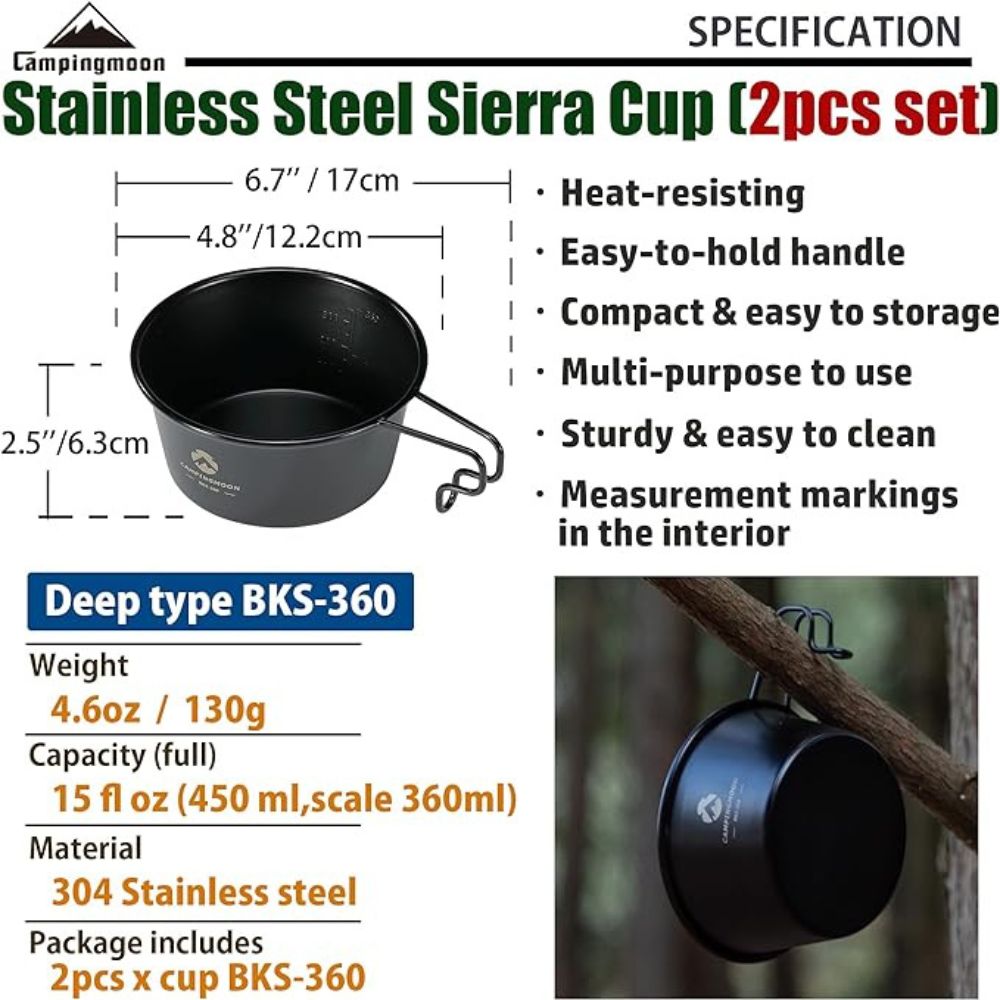 Campingmoon Large Sierra Cup - 450ml, Cookware,    - Outdoor Kuwait