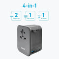 Anker Nano Travel Adapter (4-in-1, 65W) - Black, Batteries, - Outdoor Kuwait