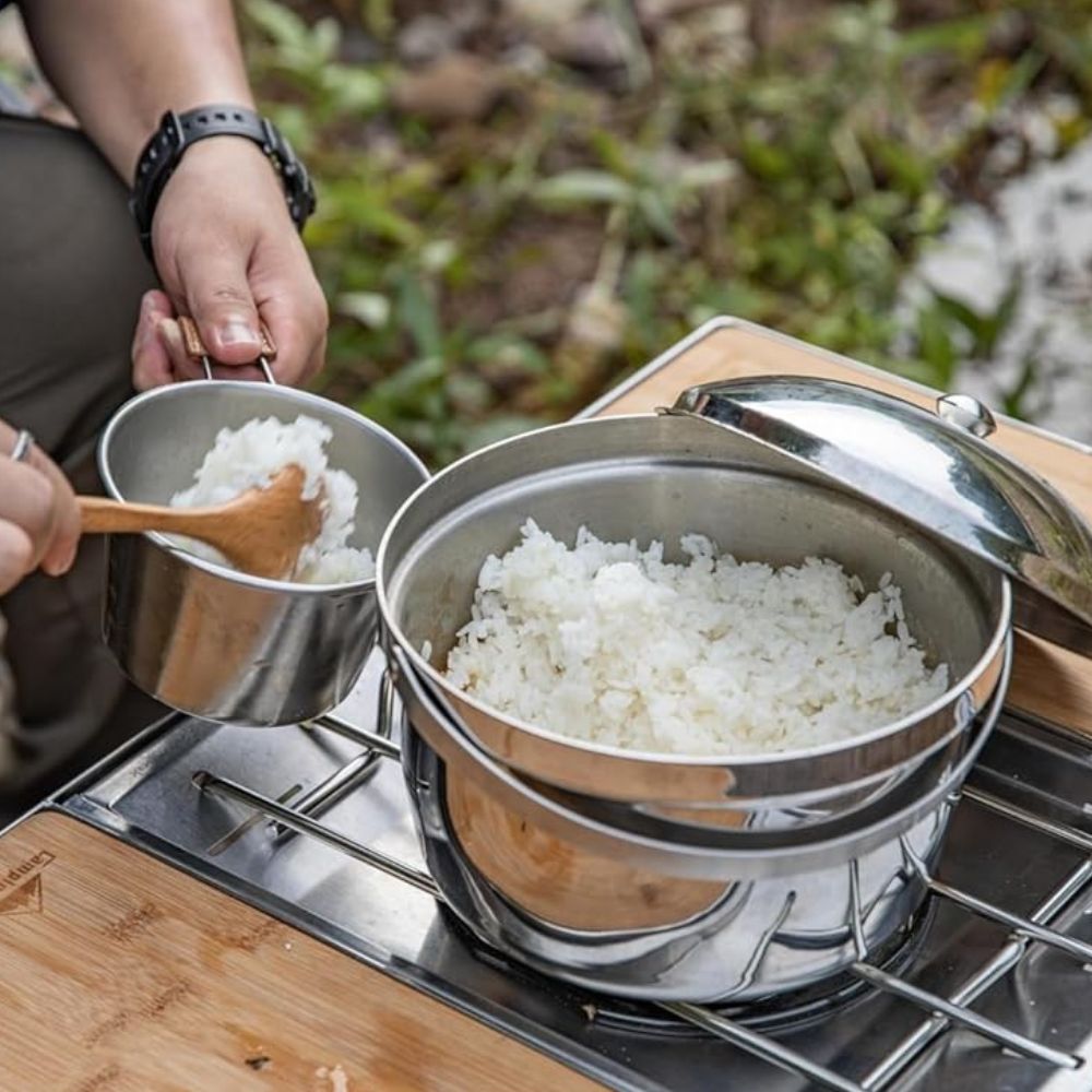 Campingmoon Aluminum 3-Layer Steel Cooking Pot, Cookware,    - Outdoor Kuwait