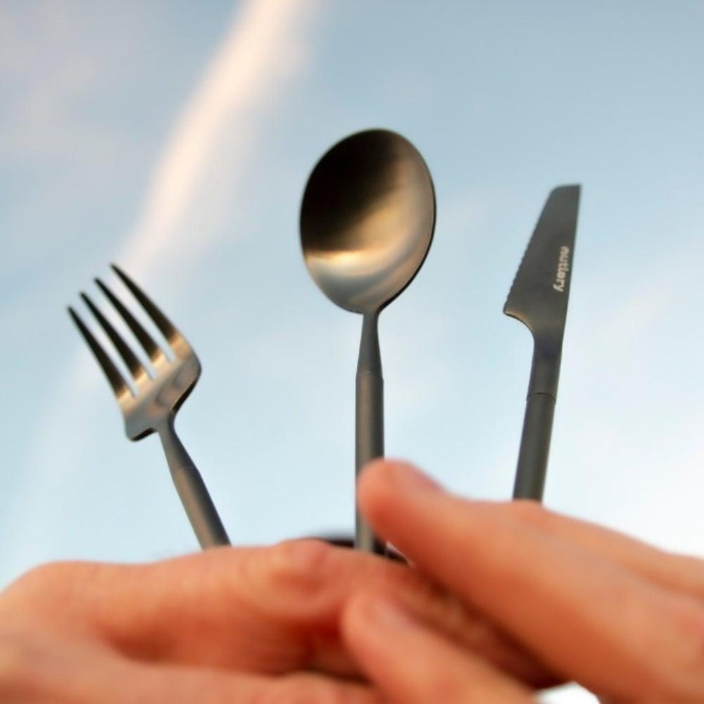Outlery Travel Cutlery Set - Black, Reusable Cutlery,    - Outdoor Kuwait
