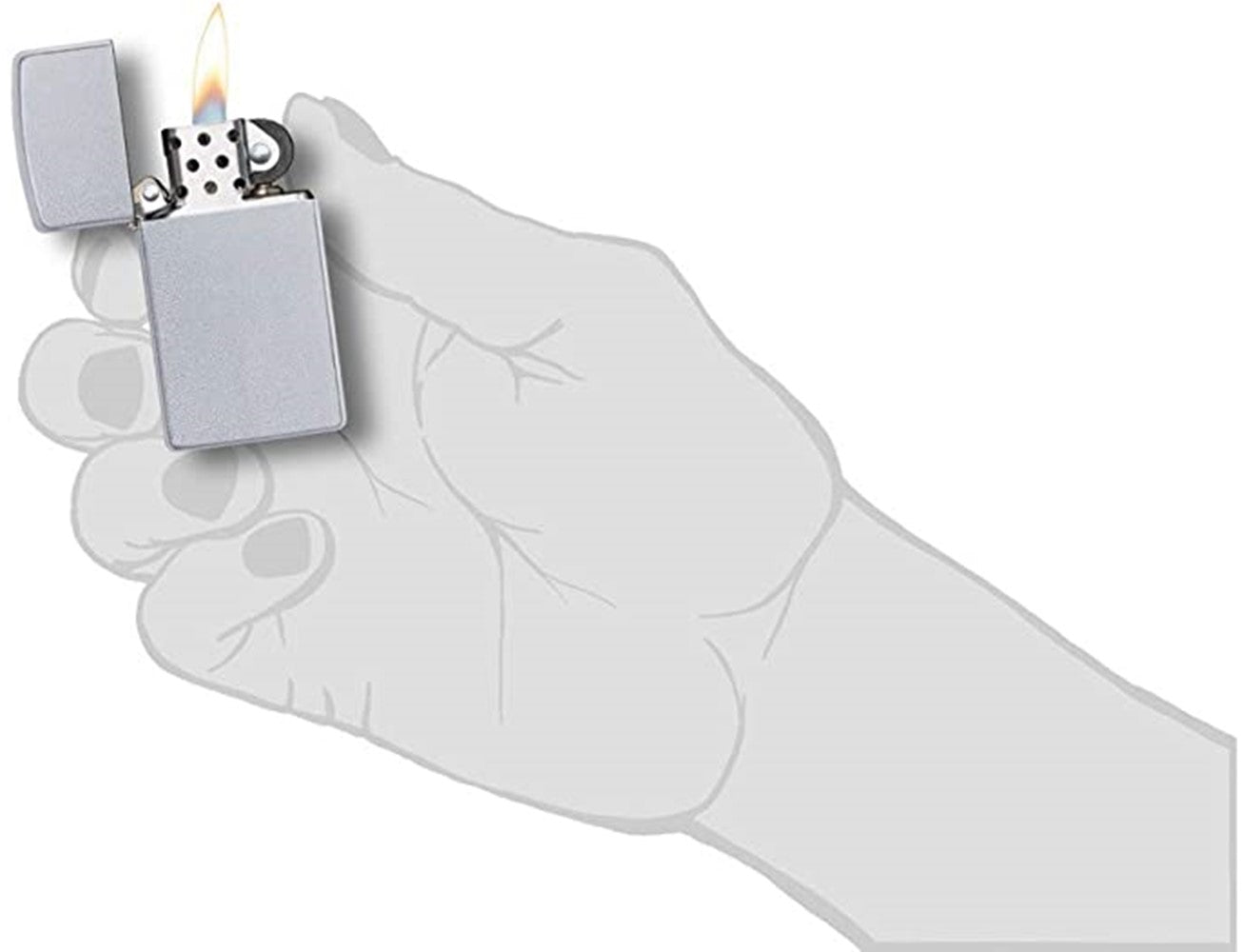 Zippo 1605 Slim Satin Chrome Lighter, Lighter, - Outdoor Kuwait
